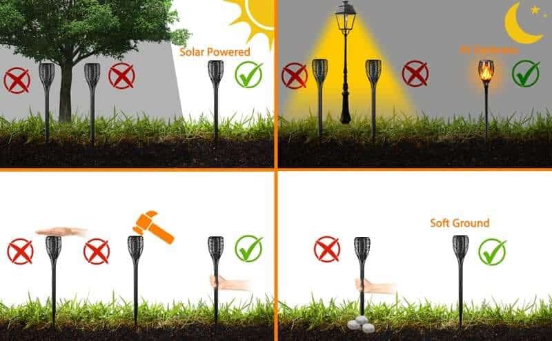 How to choose Solar Torches (10 tips) 6 Install the solar light in an open space